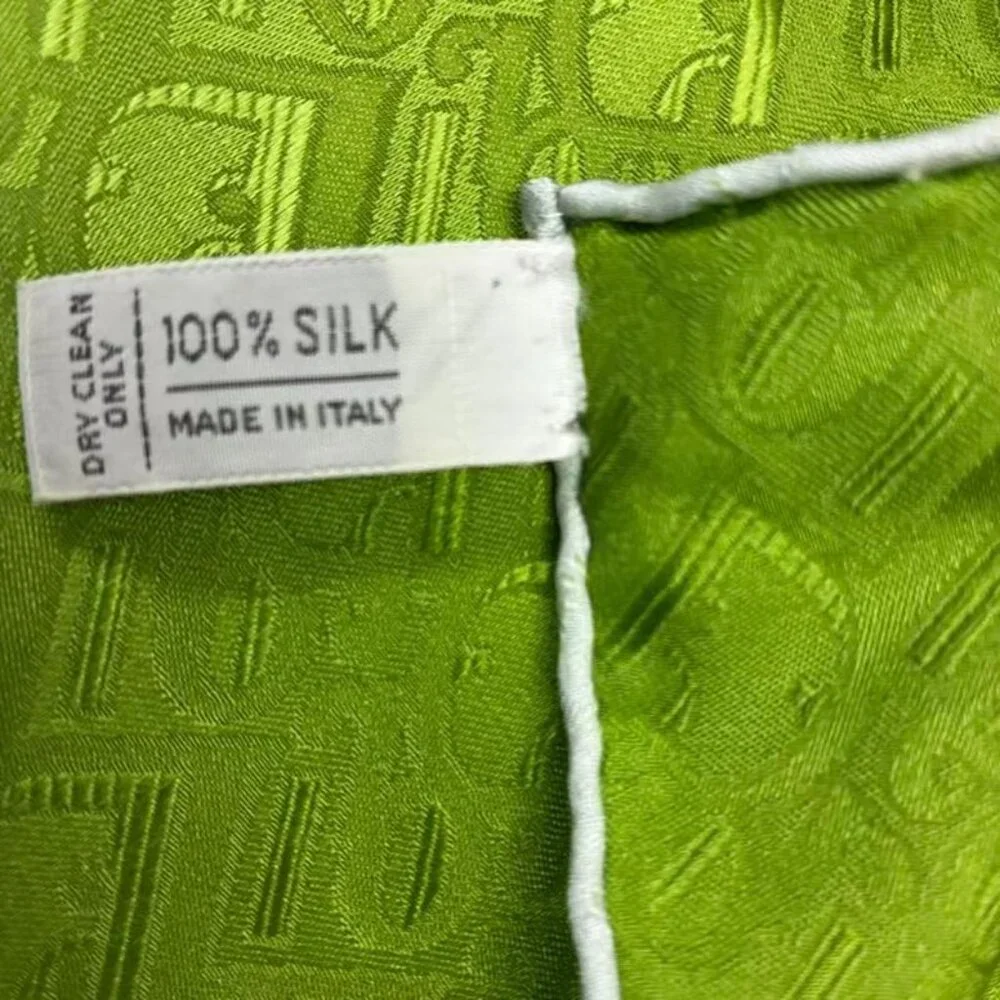 Dior Christian Scarf Silk All Over Pattern Green